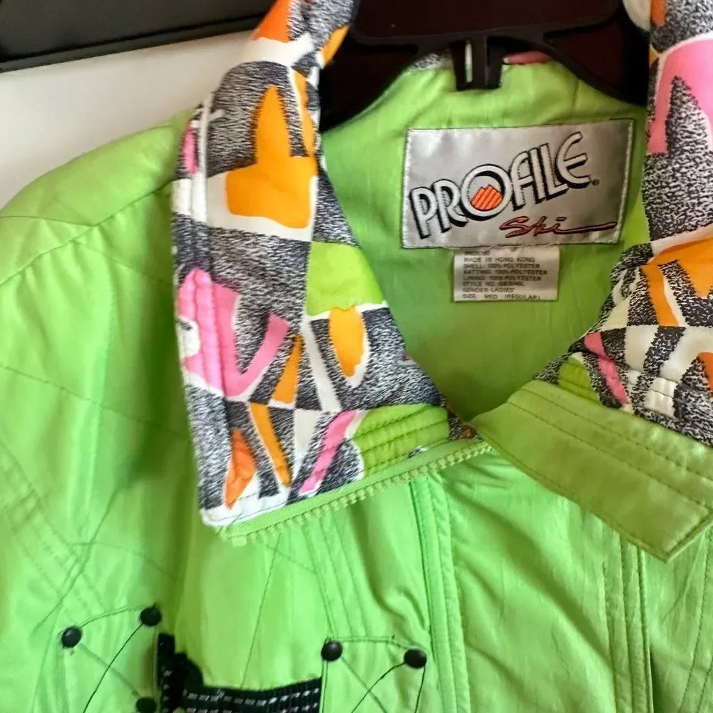 Profile Ski Vintage Green 80s Down Puffer Snow Winter Coat Jacket Medium - Picture 5 of 10